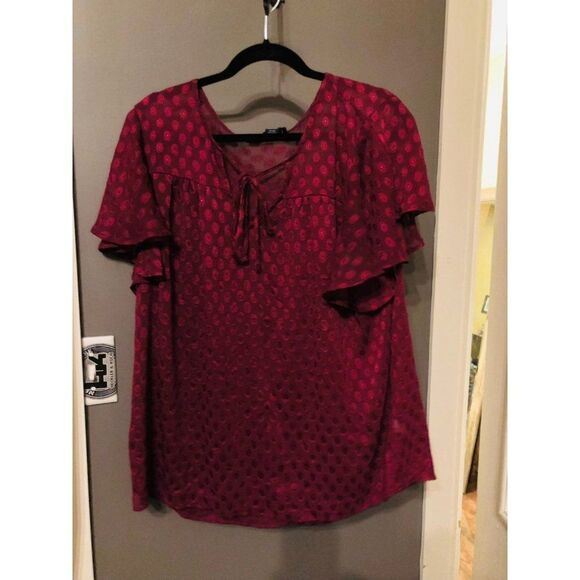 Torrid size 2 pink cranberry sheer blouse top - Picture 1 of 4